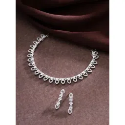 Priyaasi Dashing Silver-Plated American Diamond Jewellery Set-picture-28