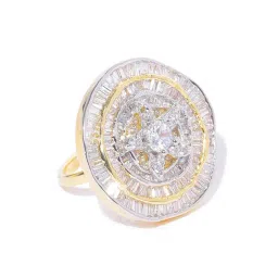 Priyaasi Gold-Plated American Diamond Studded Adjustable Ring in Floral Pattern-picture-38