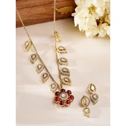 Priyaasi Gold-Plated American Diamond Studded Jewellery Set-picture-40