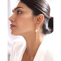 Priyaasi Gold-Plated Artificial Beaded Contemporary Drop Earrings-picture-28