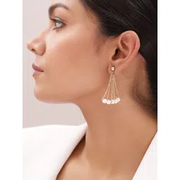 Priyaasi Gold-Plated Artificial Beads Studded Contemporary Drop Earrings-picture-34