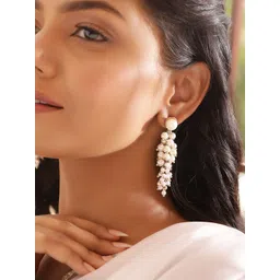 Priyaasi Gold-Plated Artificial Beads Studded Contemporary Drop Earrings-picture-36