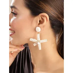 Priyaasi Gold Plated Artificial Stones and Beads Beaded Contemporary Drop Earrings-picture-13