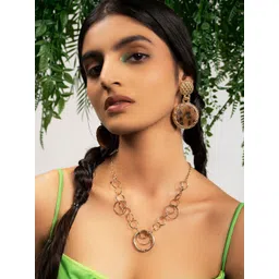 Priyaasi Gold-Plated Contemporary Cheetah Printed Drop Earrings-picture-37