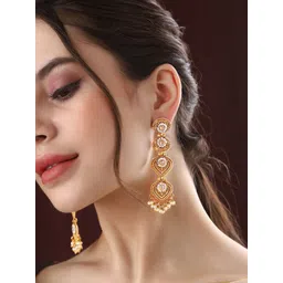 Priyaasi Gold-Plated Contemporary Drop Earrings-picture-13