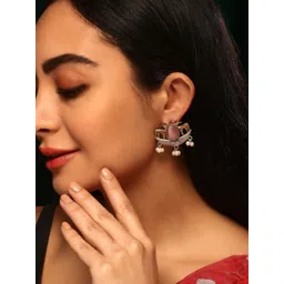 Priyaasi Gold-Plated Crystal Stone Studded & Beaded Contemporary Chandbalis-picture-19