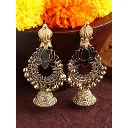 Priyaasi Gold-Plated Dome Shaped Jhumkas Earrings-picture-28