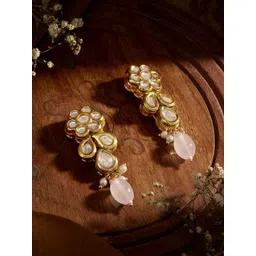Priyaasi Gold-Plated Kundan Studded Contemporary Drop Earrings-picture-40