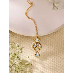 Priyaasi Gold-Plated Kundan Studded Maang Tikka Head Jewellery-picture-16
