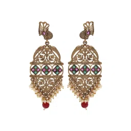 Priyaasi Gold-Plated Peacock Dangler Earrings image 2