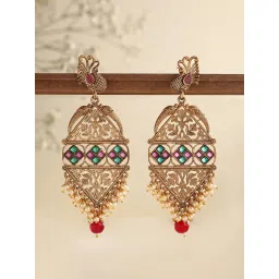 Priyaasi Gold-Plated Peacock Dangler Earrings image 1