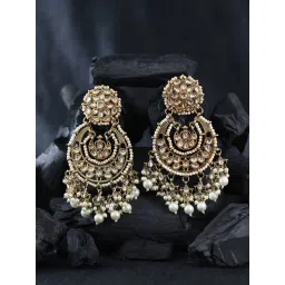 Priyaasi Gold-Plated Stone Studded Chandbali With Pearl Drop-picture-25