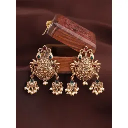 Priyaasi Gold-Plated Temple Style Dangler Earrings-picture-39
