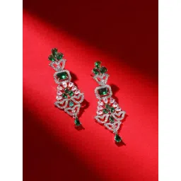Priyaasi Green American Diamond-Studded Contemporary Drop Earring-picture-26