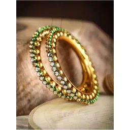 Priyaasi Green & Golden Classic Bangle - Set of 2-picture-16