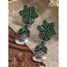 Priyaasi Green Emerald Oxidized Classic Drop Earring-picture-17