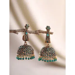 Priyaasi Green Floral Jhumki Earrings-picture-31