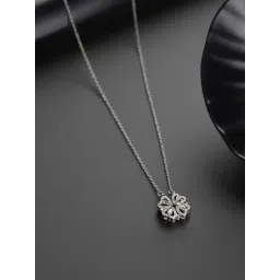 Priyaasi Hearts American Diamond Silver Necklace-picture-21