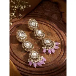 Priyaasi Lavender Gold Plated Kundan Drop Earring-picture-14