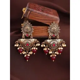 Priyaasi Matte Ruby Floral Dangler Earrings-picture-46