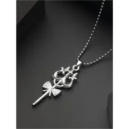 Priyaasi Men Silver-Plated Trishul Pendant Chain-picture-41