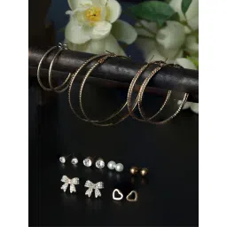 Priyaasi Metallic Hoop & Stud Earrings - Set of 9-picture-41