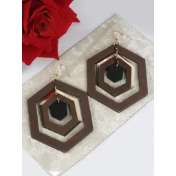Priyaasi Multilayer Wooden Drop Earrings in Geometric Pattern-picture-17