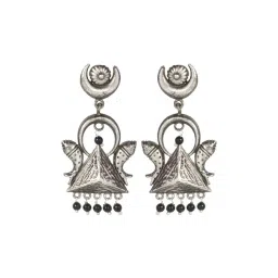 Priyaasi Oxidized Silver Pyramid and Fish Inspired Dangler Earrings-picture-19