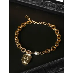 Priyaasi Pearl White & Golden Flexible fit Bracelet-picture-11