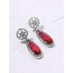 Priyaasi Pink American Diamond Studded Drop Earring-picture-12