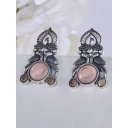 Priyaasi Pink Contemporary Crystals Oxidised Drop Earring-picture-14