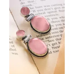 Priyaasi Pink Crystal Studded Oxidized Contemporary Drop Earring-picture-21