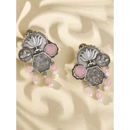 Priyaasi Pink Crystals & Beaded Contemporary Drop Earring-picture-17