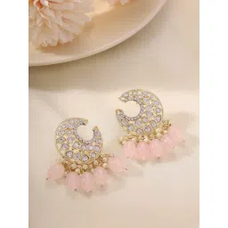 Priyaasi Pink Kundan-Studded & Beaded Contemporary Dangler Earring-picture-27