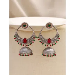 Priyaasi Pink Stoned Jhumki Earrings-picture-11