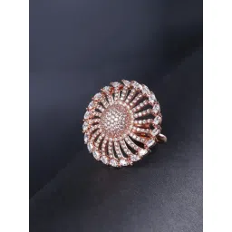 Priyaasi Rose Gold-Plated American Diamond Studded Finger Ring-picture-39