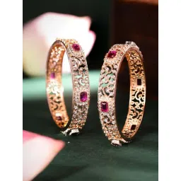 Priyaasi Ruby American Diamond & Crystal-Studded Round Bangle Set of 2-picture-11