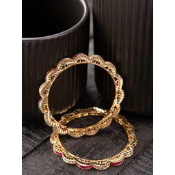 Priyaasi Set Of 2 Gold-Plated Stone-Studded Bangles-picture-20