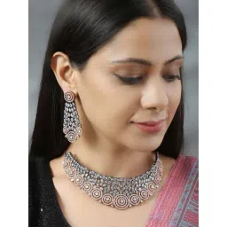 Priyaasi Silver & Rose Gold Necklace Set-picture-37