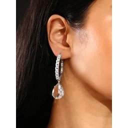Priyaasi Silver-Plated American Diamond Hoop Earrings-picture-24