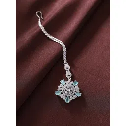 Priyaasi Silver-Plated American Diamond Studded Maang Tikka Head Jewellery-picture-25