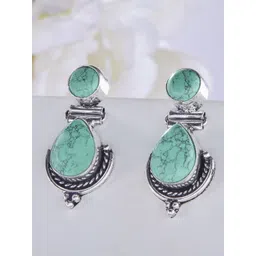 Priyaasi Silver Plated Artificials Stones Contemporary Oxidized Marble Drop Earrings-picture-26