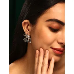 Priyaasi Silver Plated Contemporary Oxidized Elephant Drop Earrings-picture-29