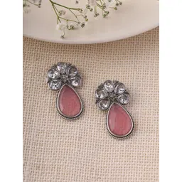 Priyaasi Silver-Plated Crystals Contemporary Studs Earrings-picture-10