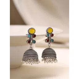 Priyaasi Silver-Plated Dome Shaped Jhumkas-picture-39
