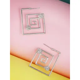 Priyaasi Silver-Plated Geometric Patterned Stud Earrings-picture-44