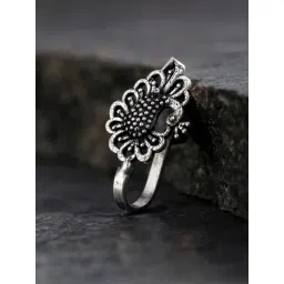 Priyaasi Silver-Plated Peacock Clip-On Nosepin-picture-35
