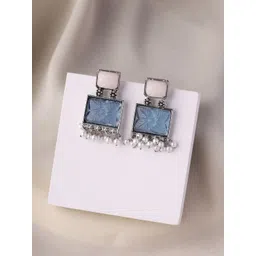 Priyaasi Silver-Plated Rectangular Shaped Drop Earrings-picture-24
