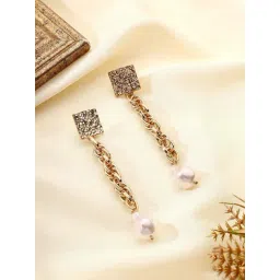 Priyaasi White Beaded Contemporary Drop Earring image 1