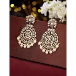 Priyaasi White Gold Plated Kundan Drop Earring-picture-37